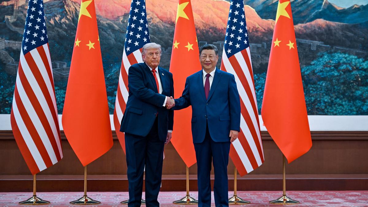 The scene as U.S. President Donald Trump participates in events at the Great Hall of the People and does a greeting with the President of the People’s Republic of China Xi Jinping May 14, 2026, in Beijing China during a trip focused on trade, regional security, and strengthening bilateral ties between the world’s two largest economies. Kenny Holston/Pool via REUTERS