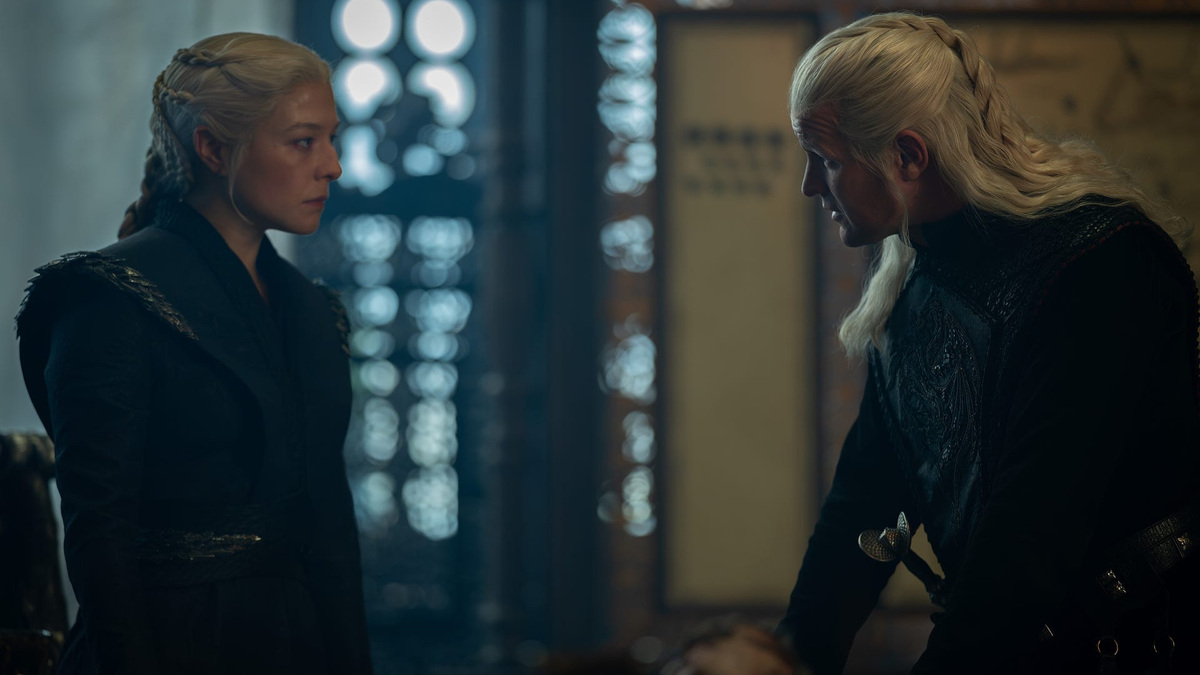 Emma D’Arcy as Rhaenyra Targaryen and Matt Smith as Prince Daemon Targaryen in Season 3 of HBO's "House of the Dragon."
