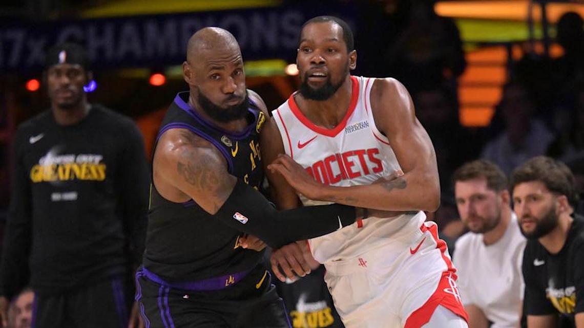  LeBron James and the Lakers held Kevin Durant to three second-half points after a fast start for the Rockets. | Jayne Kamin-Oncea-Imagn Images 