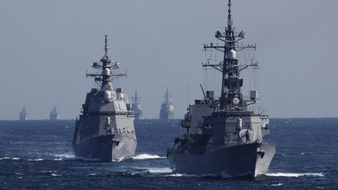 Japan's Maritime Self-Defense Force (JMSDF) destroyer Takanami (R) leads the JMSDF fleet during the International Fleet Review to commemorate the 70th anniversary of the foundation of the JMSDF, at Sagami Bay, off Yokosuka, south of Tokyo, Japan. File. Photo by ISSEI KATO / EPA