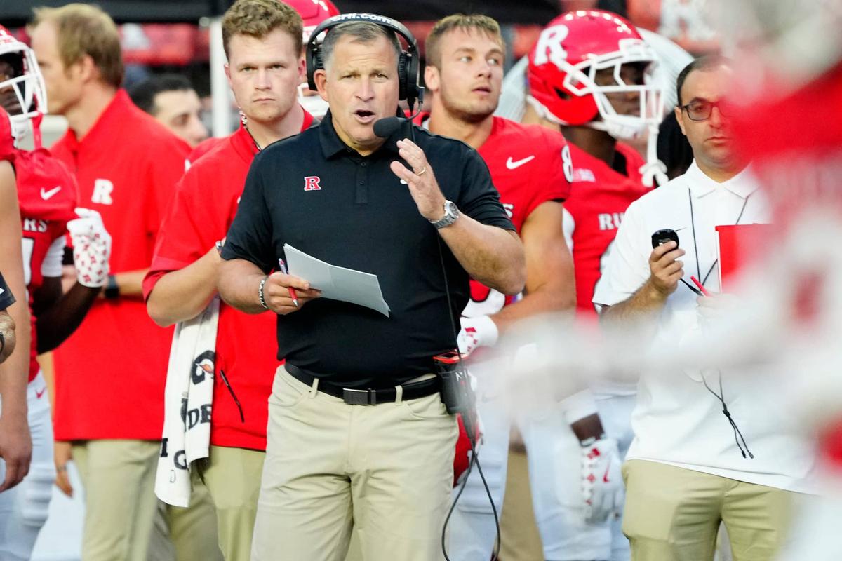  Rutgers Head Coach, Greg Schiano watches his team against Miami (Ohio) on Thursday, August 28, 2025. © Kevin R. Wexler/NorthJersey.com / USA TODAY NETWORK via Imagn Images