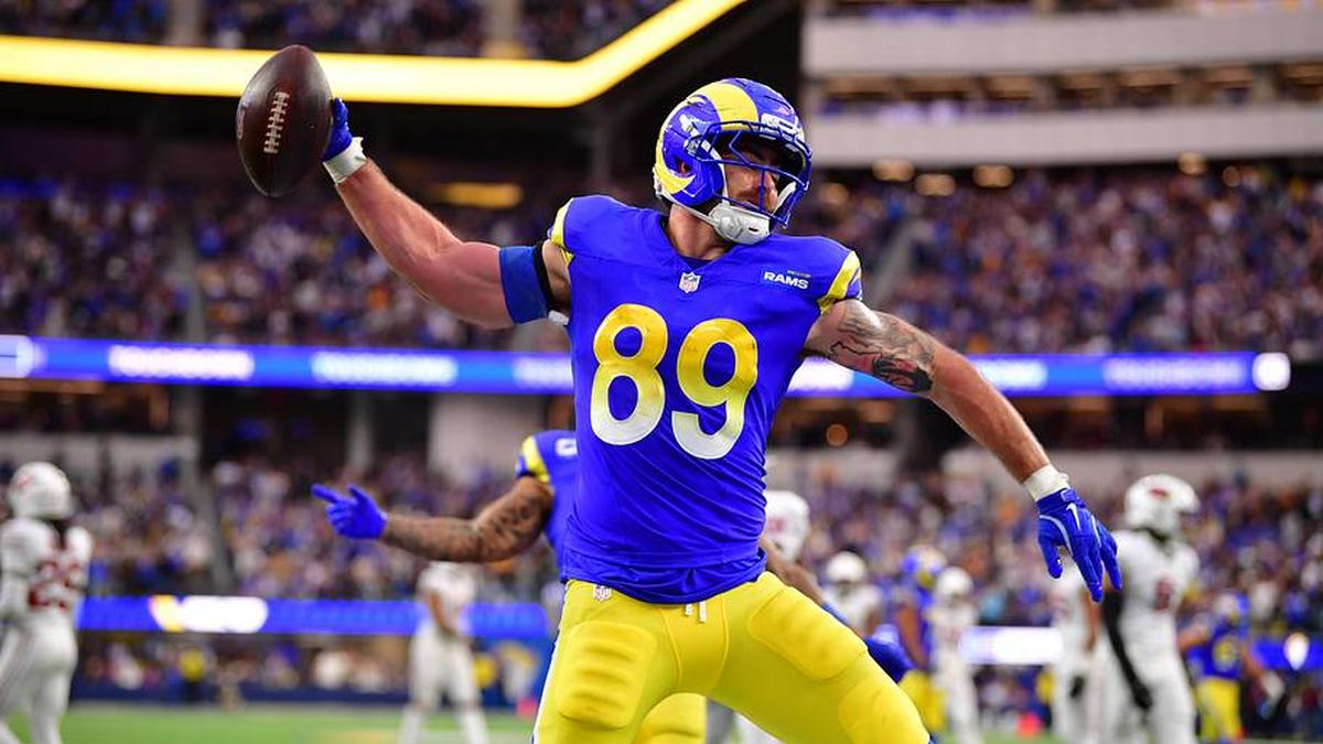  Tight end Tyler Higbee scored three touchdowns for the Rams last season. | Gary A. Vasquez-Imagn Images 