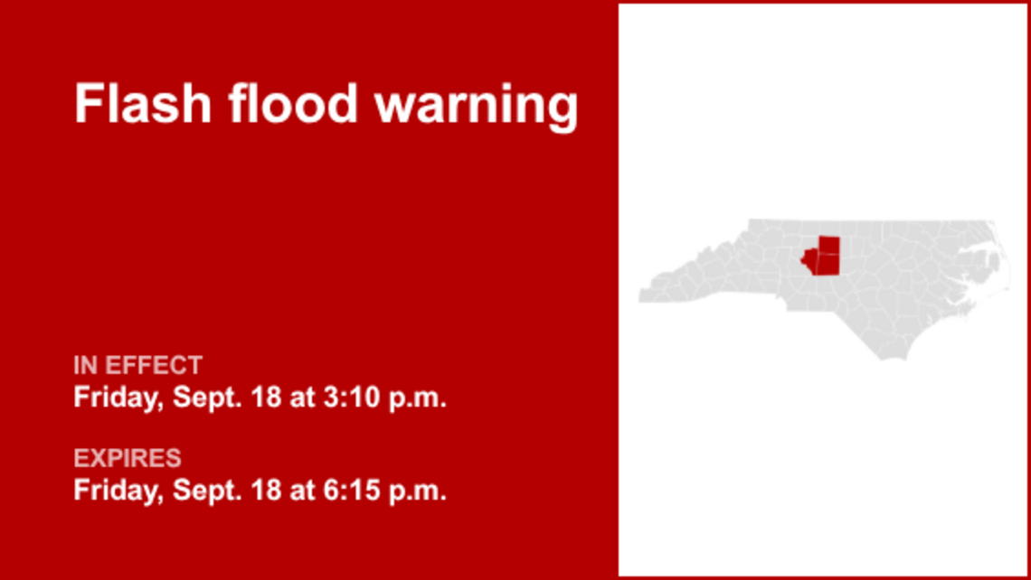Flash flood warning issued for the Piedmont region until Friday evening 