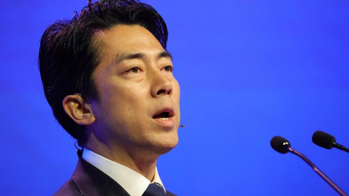 Japan’s Minister of Defense Koizumi Shinjirō delivers his speech during a plenary session of the International Institute for Strategic Studies (IISS) Shangri-la Dialogue Defence Summit in Singapore, 31 May 2026. Photo by HOW HWEE YOUNG / EPA