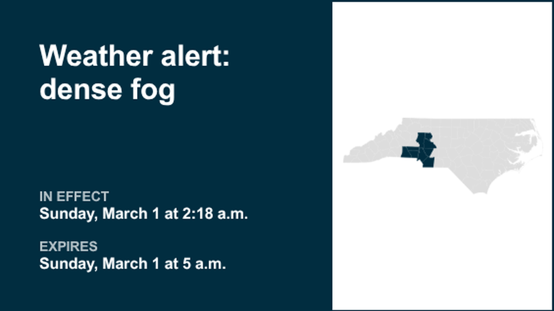 UPDATE: Prepare for dense fog in North Carolina Sunday morning 