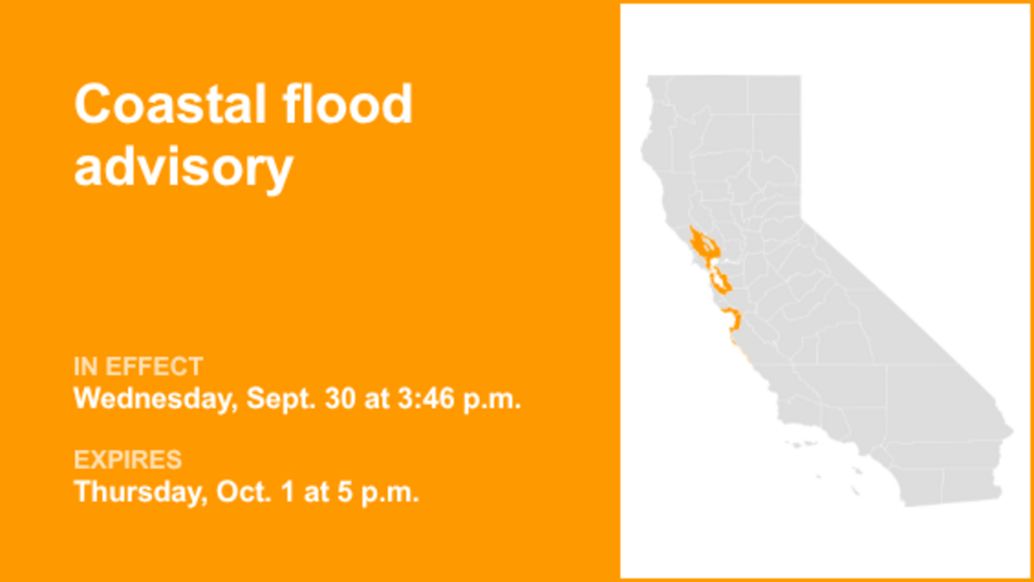 Coastal flood advisory active for Northern California until early Thursday evening 