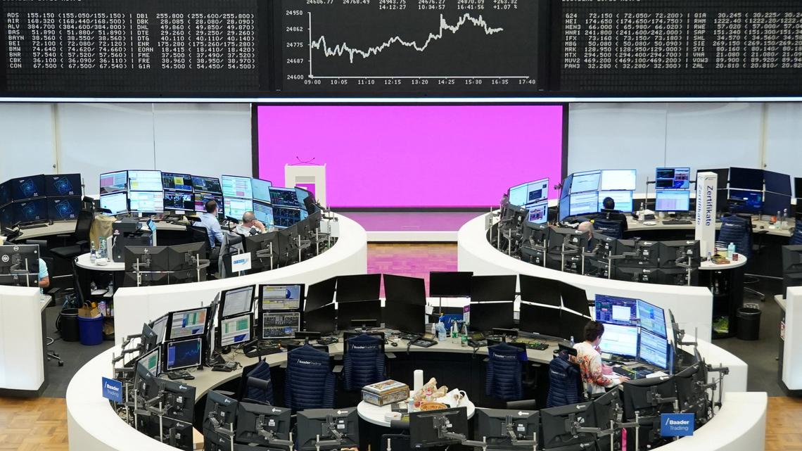 European shares end at more than one-month high on tech boost