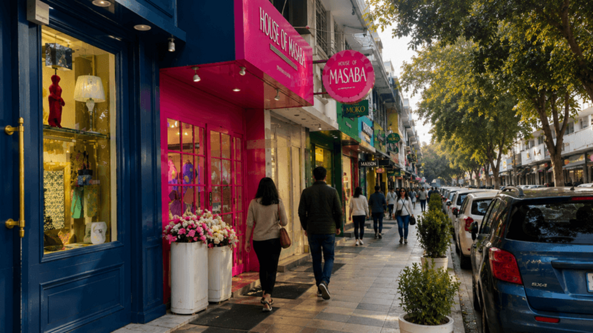  One thing that surprised me about Delhi was areas like this, filled with trendy boutiques, colorful storefronts, cafés, and tree-lined streets that felt completely different from the chaos of Old Delhi. Photo credit: Shelly Peterson 
