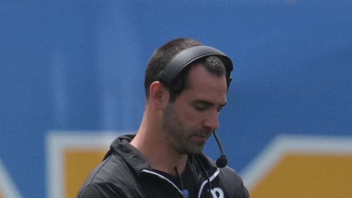  May 2, 2026; Pasadena, CA, USA; UCLA Bruins offensive coordinator Dean Kennedy during the spring game at Rose Bowl. Mandatory Credit: Kirby Lee-Imagn Images | Kirby Lee-Imagn Images 