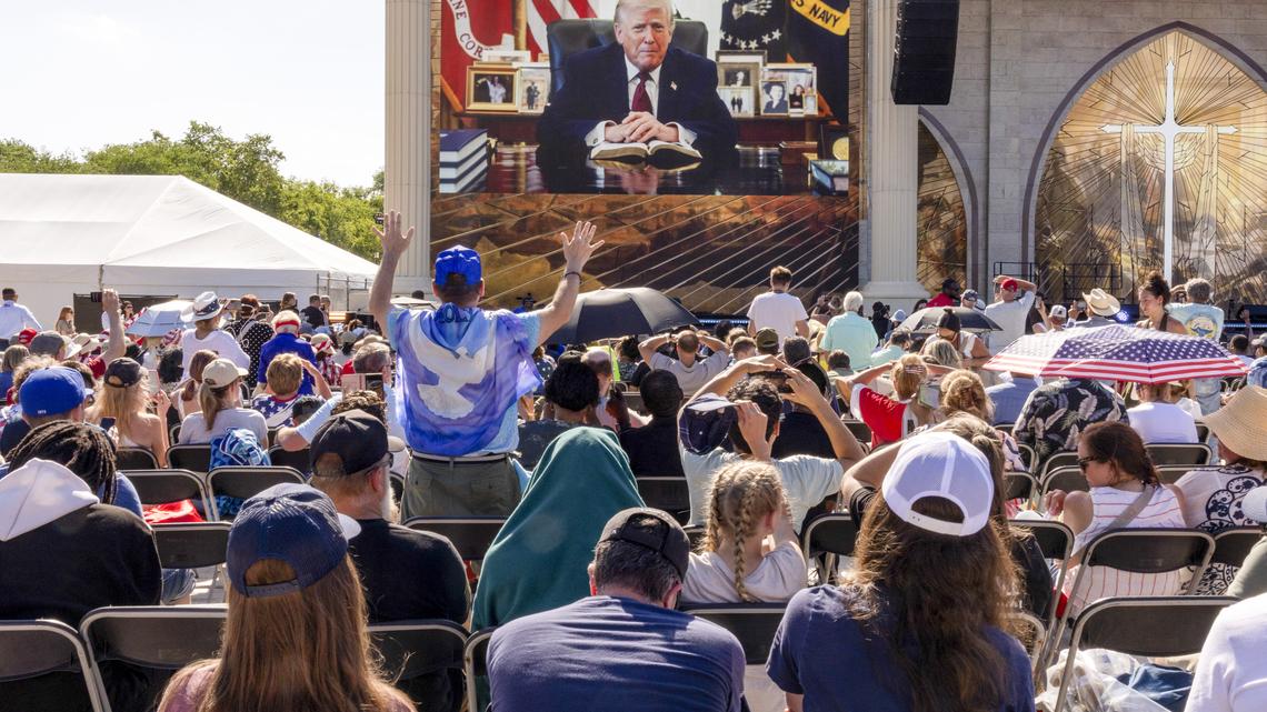 Trump-backed faith rally pushes narrative of Christian founding
