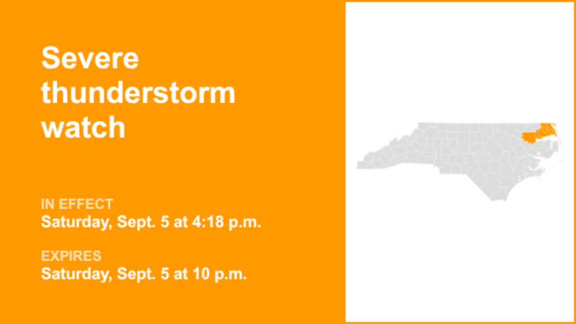 Severe thunderstorm watch affecting Eastern North Carolina until Saturday night 