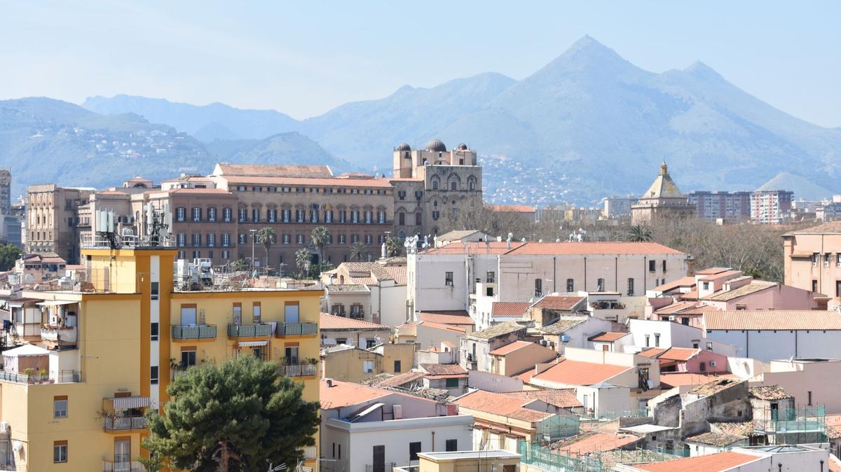 San Nicolò de Bari towers in Palermo, city, capital of the island regione of Sicily in Italy.