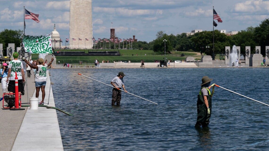 Trump Calls Out ‘Vandalism' Amid Reflecting Pool Algae Bloom, Peeling Floor 