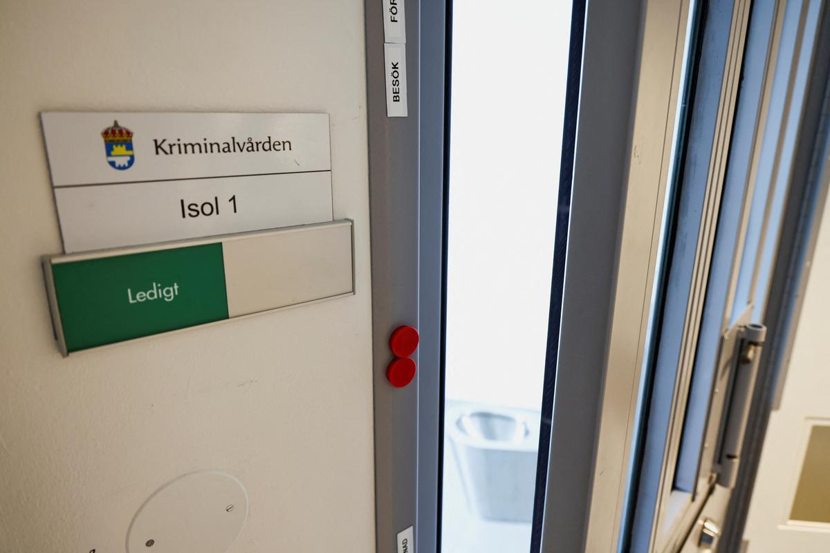 An isolation cell at Rosersberg Prison, a facility being partially rebuilt to house teenage offenders, near Stockholm, Sweden, May 25, 2026. REUTERS/Tom Little