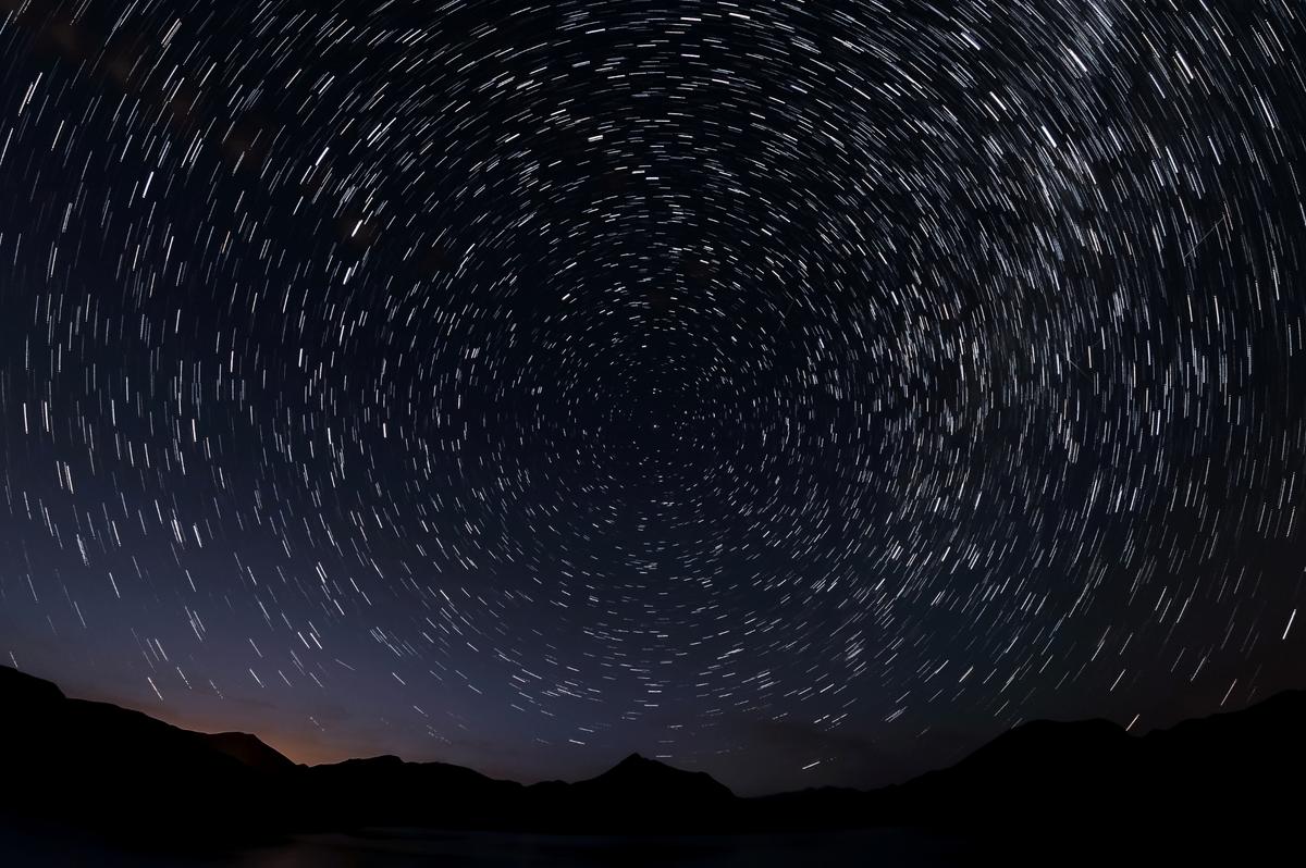 Meteors along the Milky Way en the sky on July 18, 2023, in Leon, Spain. 