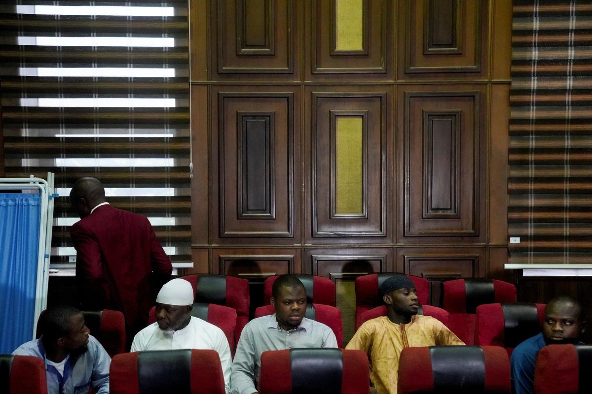 Suspects accused of involvement in the June 5, 2022 attack on St. Francis Catholic Church in Owo, Ondo State, appear in court for trial judgment at the Federal High Court in Abuja, Nigeria, June 3, 2026. REUTERS/Marvellous Durowaiye