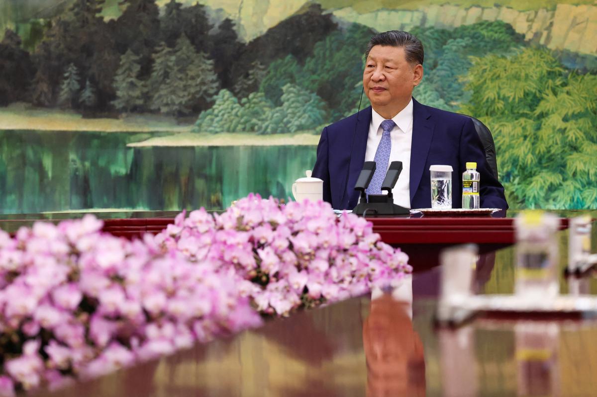 China’s President Xi Jinping looks on during a meeting with UNESCO Director-General Khaled El-Enany (not pictured) at the Great Hall of the People in Beijing, China, May 12, 2026. REUTERS/Maxim Shemetov/Pool