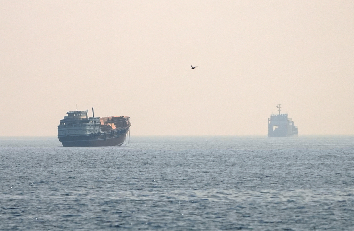 Vessels at the Strait of Hormuz, as seen from Musandam, Oman, July 8, 2026. REUTERS/Stringer