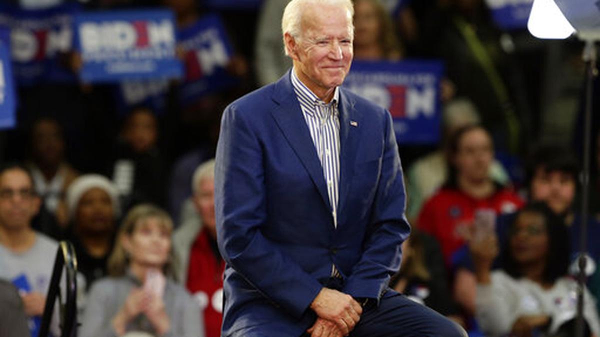In this Feb. 29, 2020, file photo Democratic presidential candidate former Vice President Joe Biden smiles at supporters during a campaign event at Saint Augustine’s University in Raleigh. (AP Photo/Gerry Broome, File)