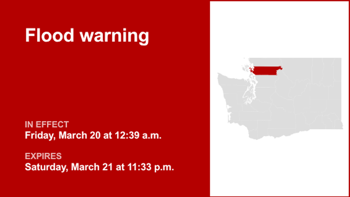 Flood warning in place for Skagit County for Friday and Saturday, says the NWS 