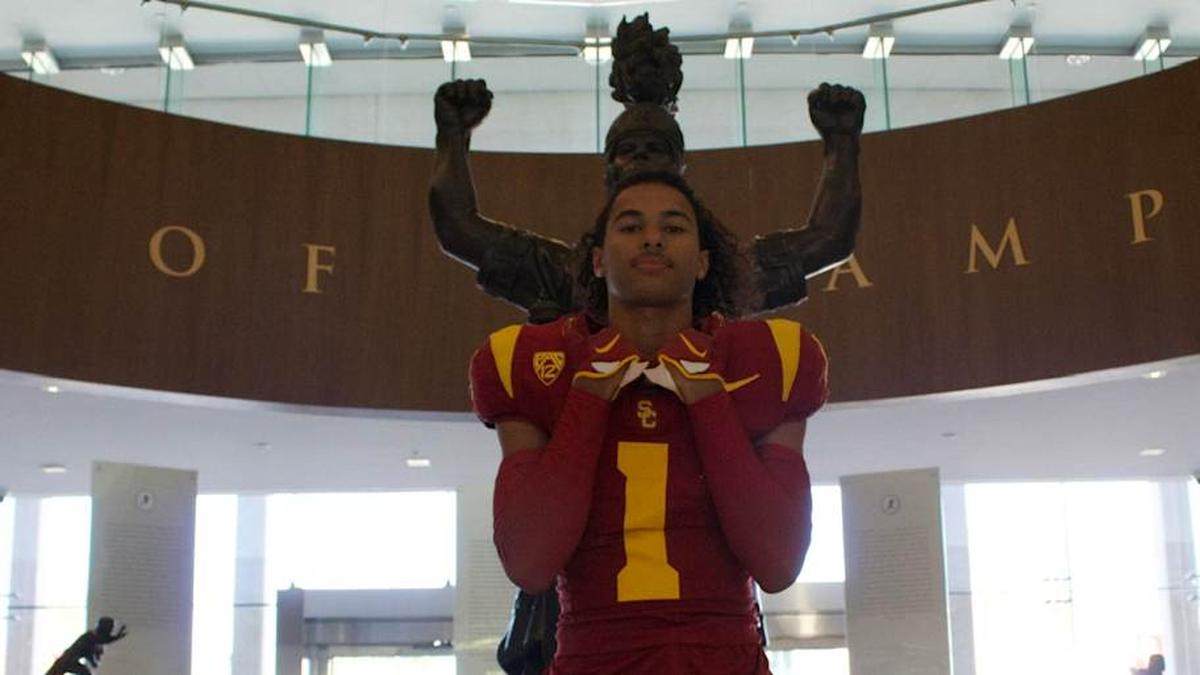  USC commit Madden Riordan on a visit to USC. | Madden Riordan/X 