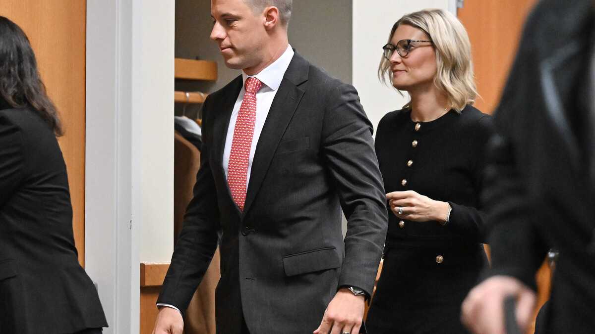 Former Michigan House Speaker Lee Chatfield, a Republican from Levering, left, and his wife, Stephanie Chatfield, were ordered in 2025 to stand trial on felony charges that they embezzled political funds. (Daniel Mears/The Detroit News/TNS)
