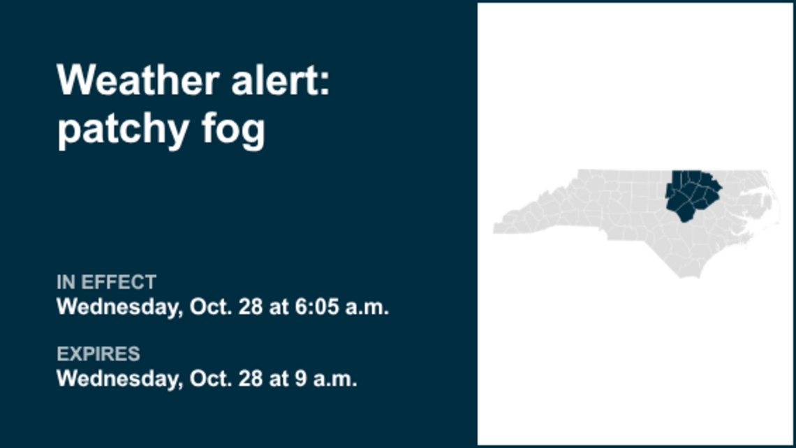 UPDATE: Look for dense fog in the Piedmont region Wednesday morning 
