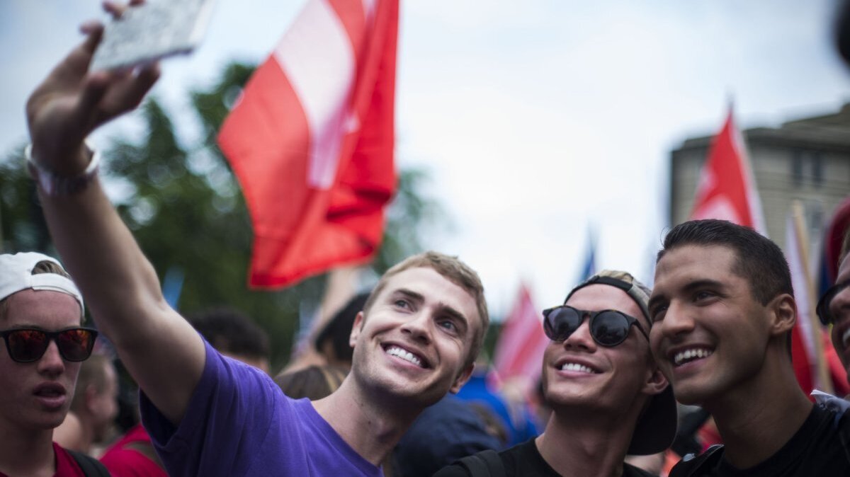 Supporters take selfies after the Supreme Court ruled 5-4 in favor of gay marriage across the U.S. at the Supreme Court building in Washington, D.C., on June 26, 2015. File Photo by Gabriella Demczuk/UPI