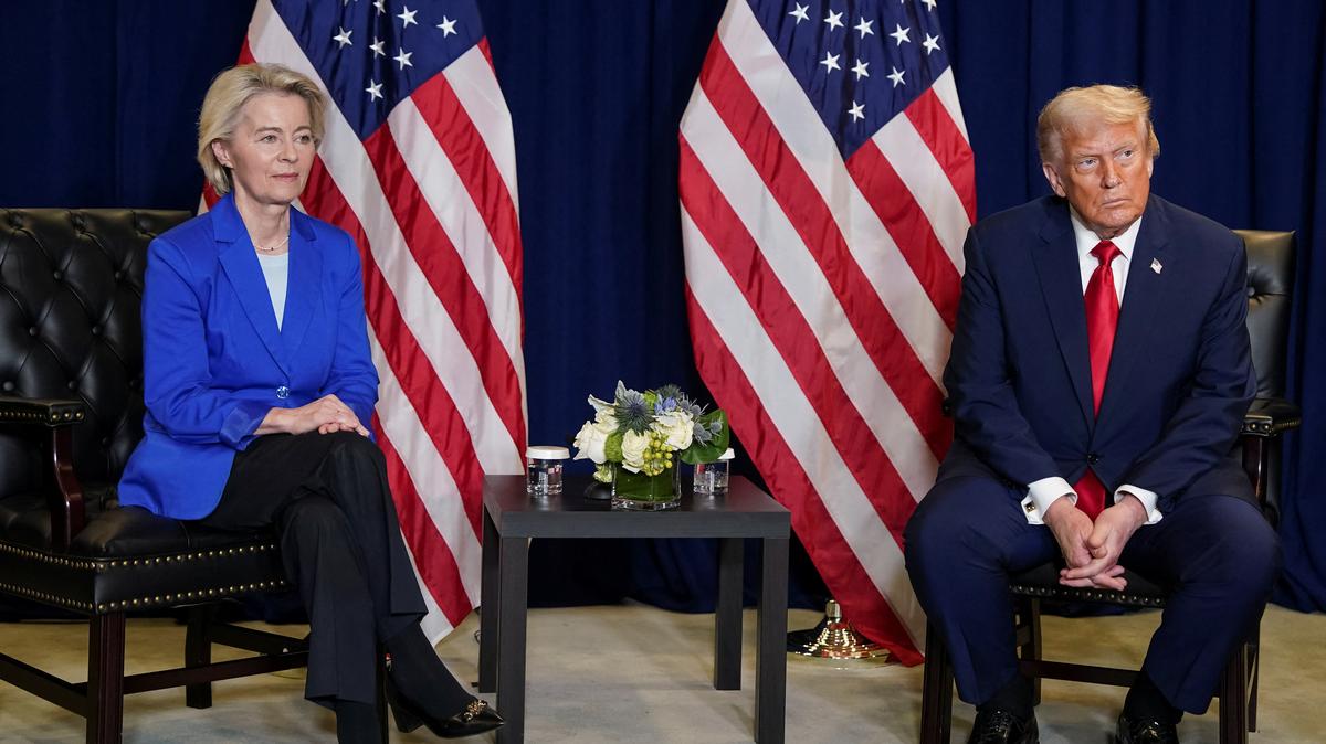 European Commission President Ursula von der Leyen meets with U.S. President Donald Trump during the 80th United Nations General Assembly, in New York City, New York, U.S., September 23, 2025. REUTERS/Al Drago