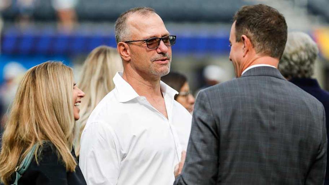  Detroit Lions special assistant to the owner Chris Spielman on the sideline before the Los Angeles Rams game | Junfu Han / USA TODAY NETWORK via Imagn Images 