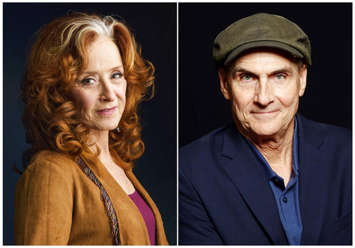 Singers Bonnie Raitt, left, James Taylor perform at Rupp Arena Feb. 27.