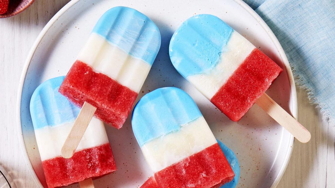 Patriotic Coconut Berry Ice Pops Are A Delicious Red, White and Blue Treat
