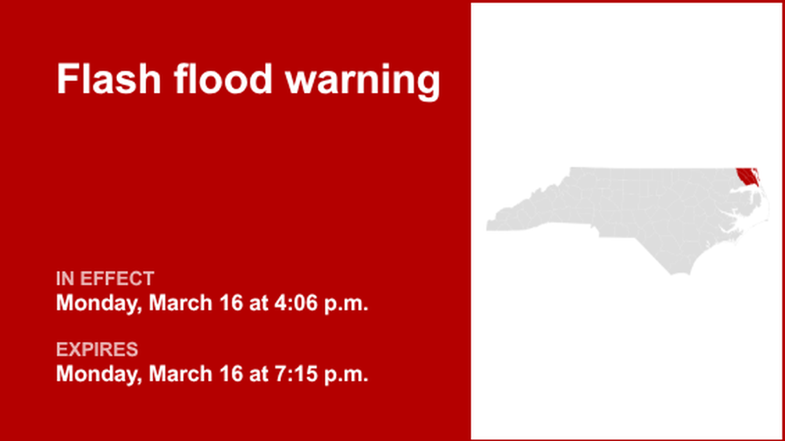 UPDATE: The flash flood warning for Eastern North Carolina is expected to expire at 7:15 p.m. 