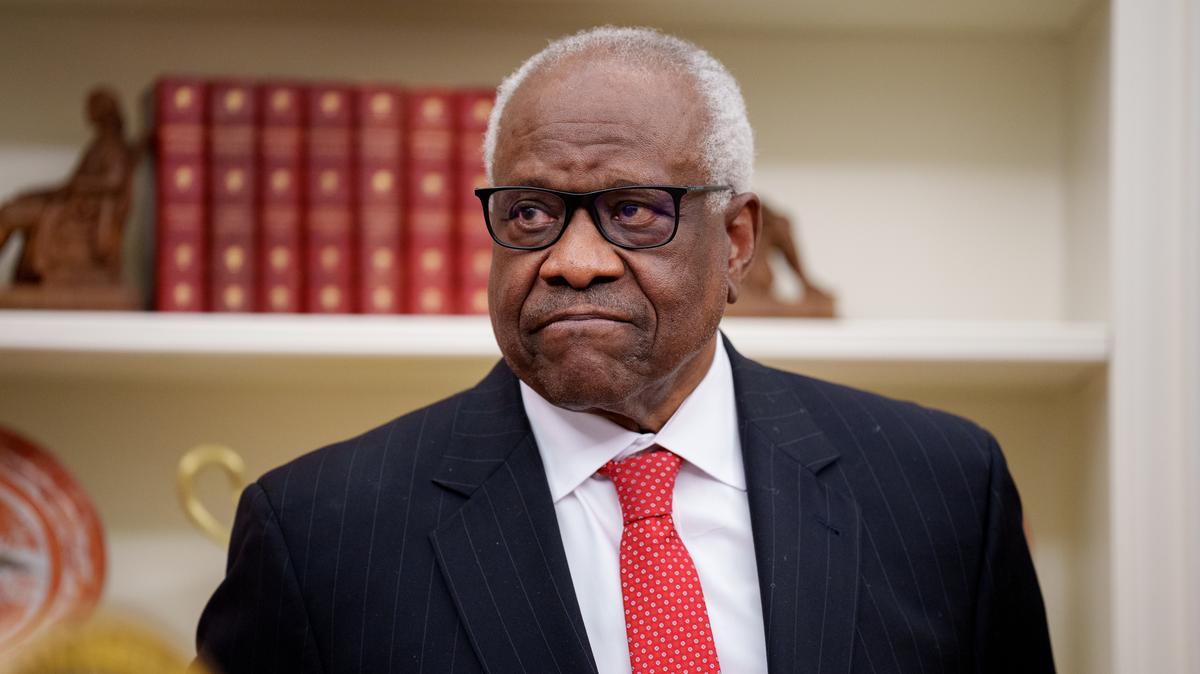 Pam Bondi Sworn In As Attorney General In The Oval Office. U.S. Supreme Court Associate Justice Clarence Thomas appears before swearing in Pam Bondi as U.S. Attorney General in the Oval Office at the White House on February 05, 2025 in Washington, DC. 