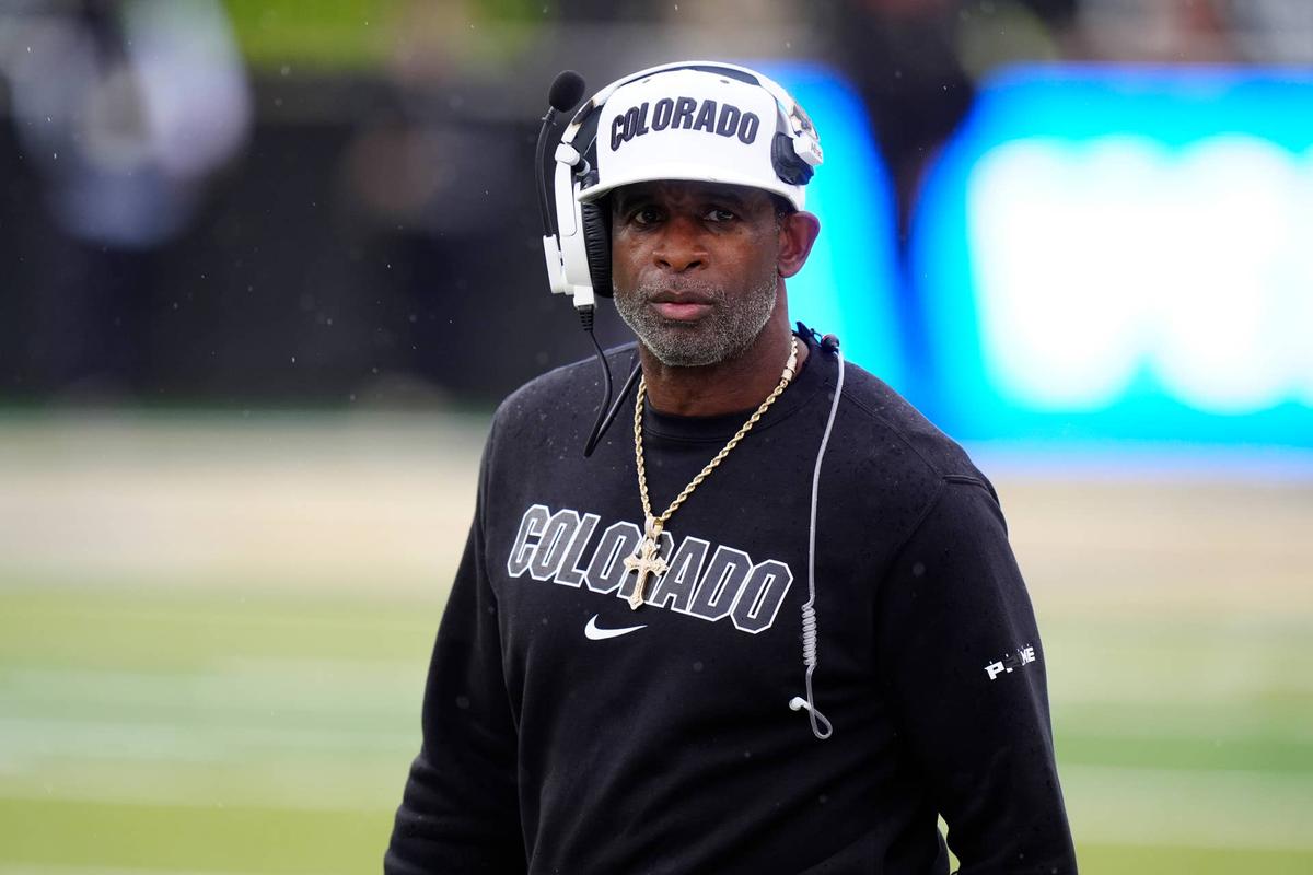  Oct 11, 2025; Boulder, Colorado, USA; Colorado Buffaloes head coach Deion Sanders during the first quarter against the Iowa State Cyclones at Folsom Field. Mandatory Credit: Ron Chenoy-Imagn Images 