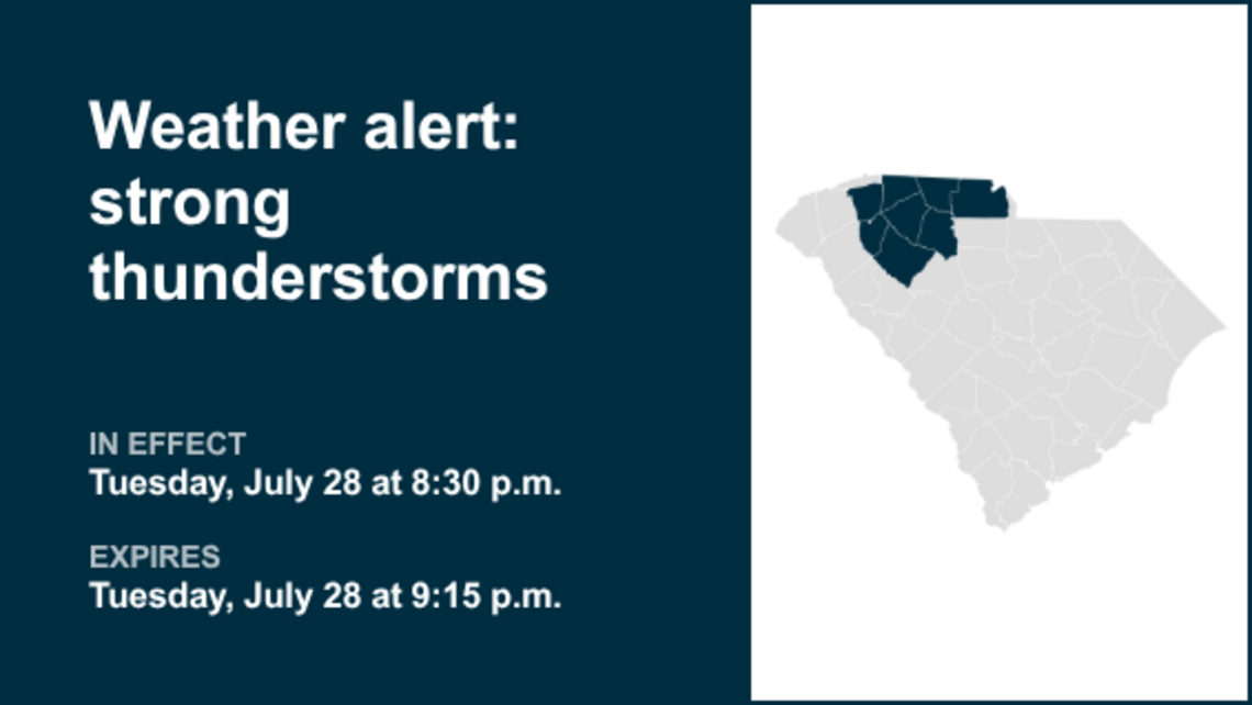 UPDATE: Thunderstorms with marble-sized hail in Upstate SC Tuesday, says the NWS 