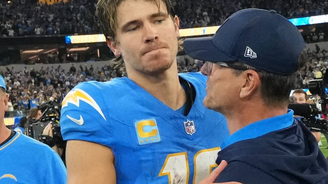 Jim Harbaugh Made a Colorful Statement to Praise Justin Herbert's Toughness