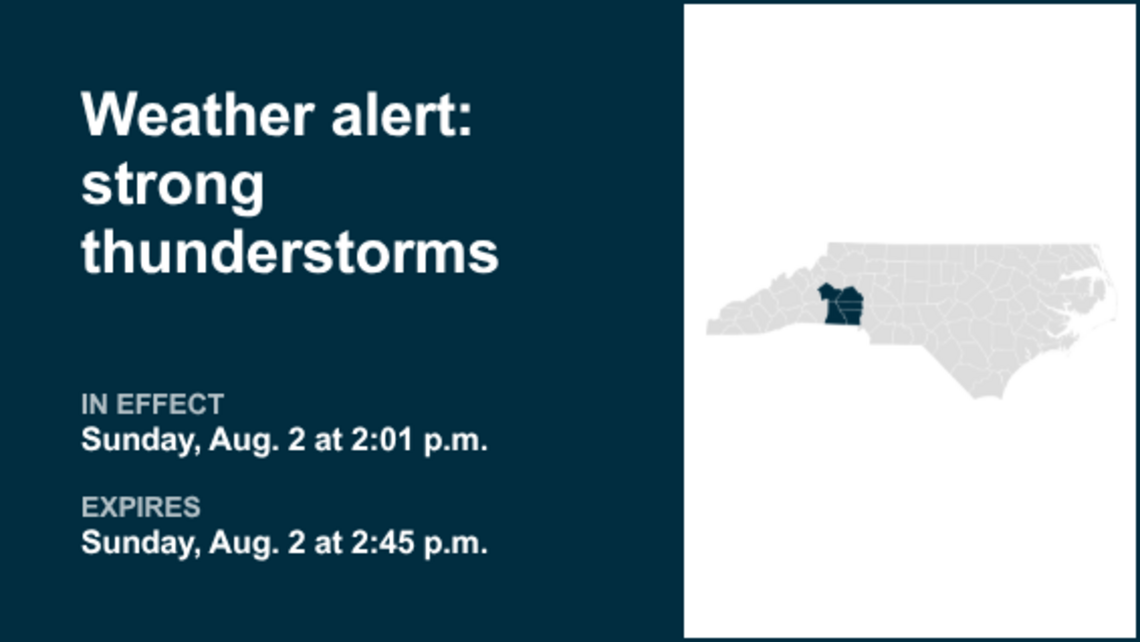 UPDATE: Weather alert for Western North Carolina Sunday evening, says the NWS 