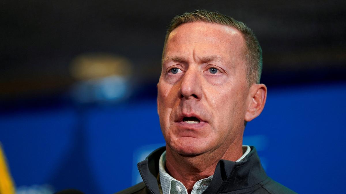 Director of the U.S. Secret Service Sean M. Curran speaks at a press conference, at the venue of the annual White House Correspondents' Association dinner after a shooting incident, in Washington, D.C., U.S., April 25, 2026. REUTERS/Elizabeth Frantz
