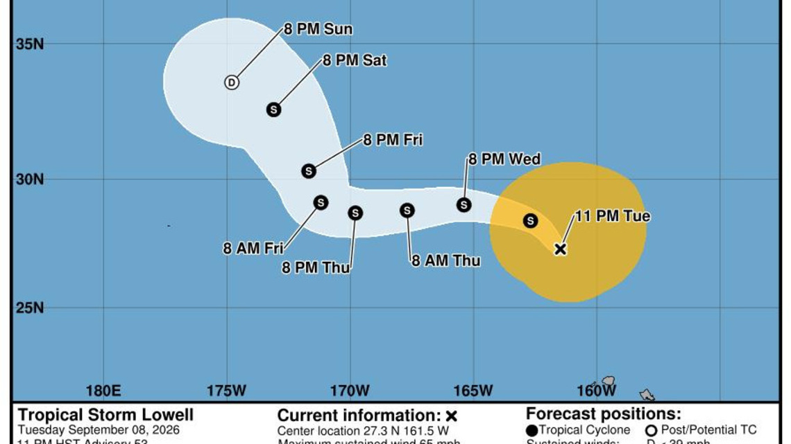 Where is Tropical Storm Lowell headed? See latest path tracker 