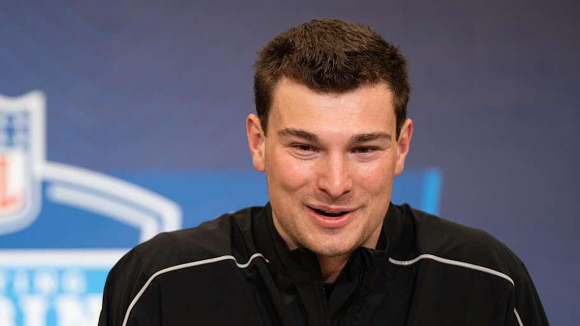  Feb 27, 2026; Indianapolis, IN, USA; Indiana quarterback Fernando Mendoza (QB11) speaks to members of the media during the NFL Combine at the Indiana Convention Center. Mandatory Credit: Jacob Musselman-Imagn Images | Jacob Musselman-Imagn Images 
