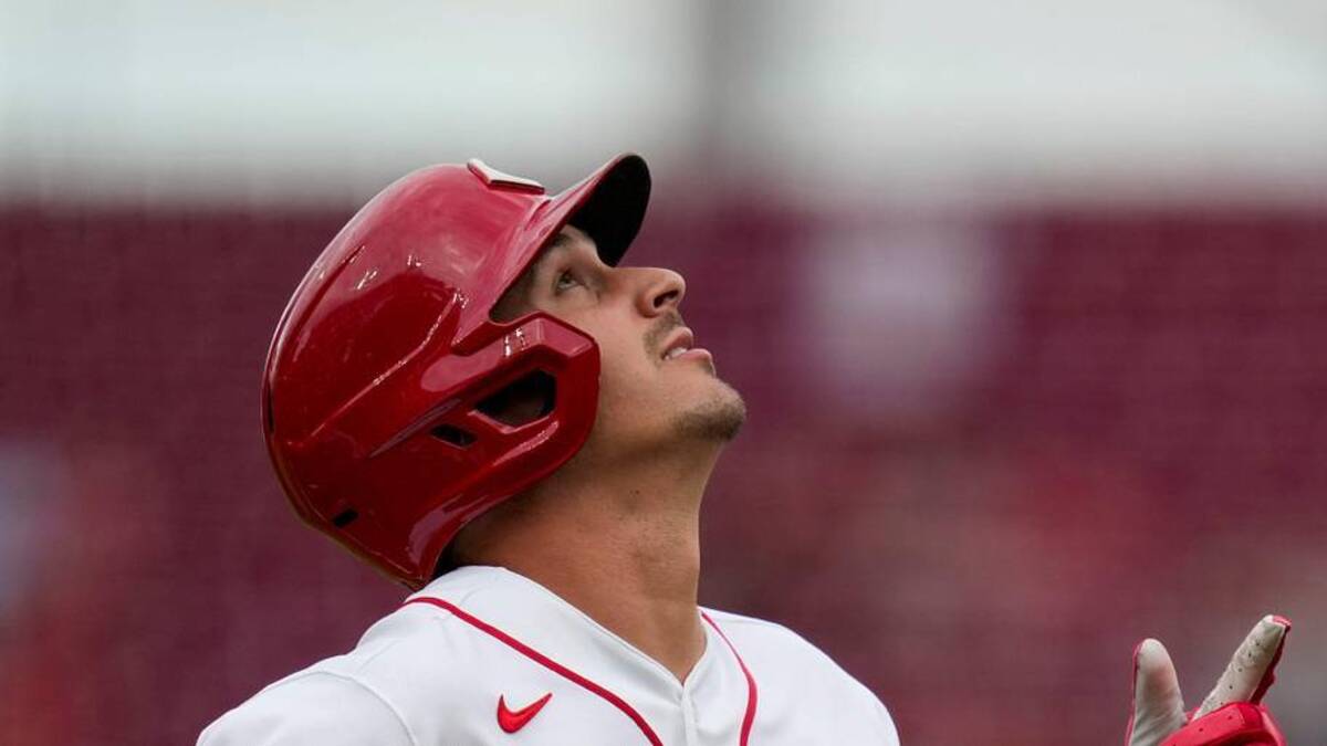  Cincinnati Reds left fielder JJ Bleday (22) rounds third on a solo home run in the first inning of the MLB Interleague game between the Cincinnati Reds and the Kansas City Royals at Great American Ball Park in Cincinnati | Sam Greene/The Enquirer / USA TODAY NETWORK via Imagn Images 