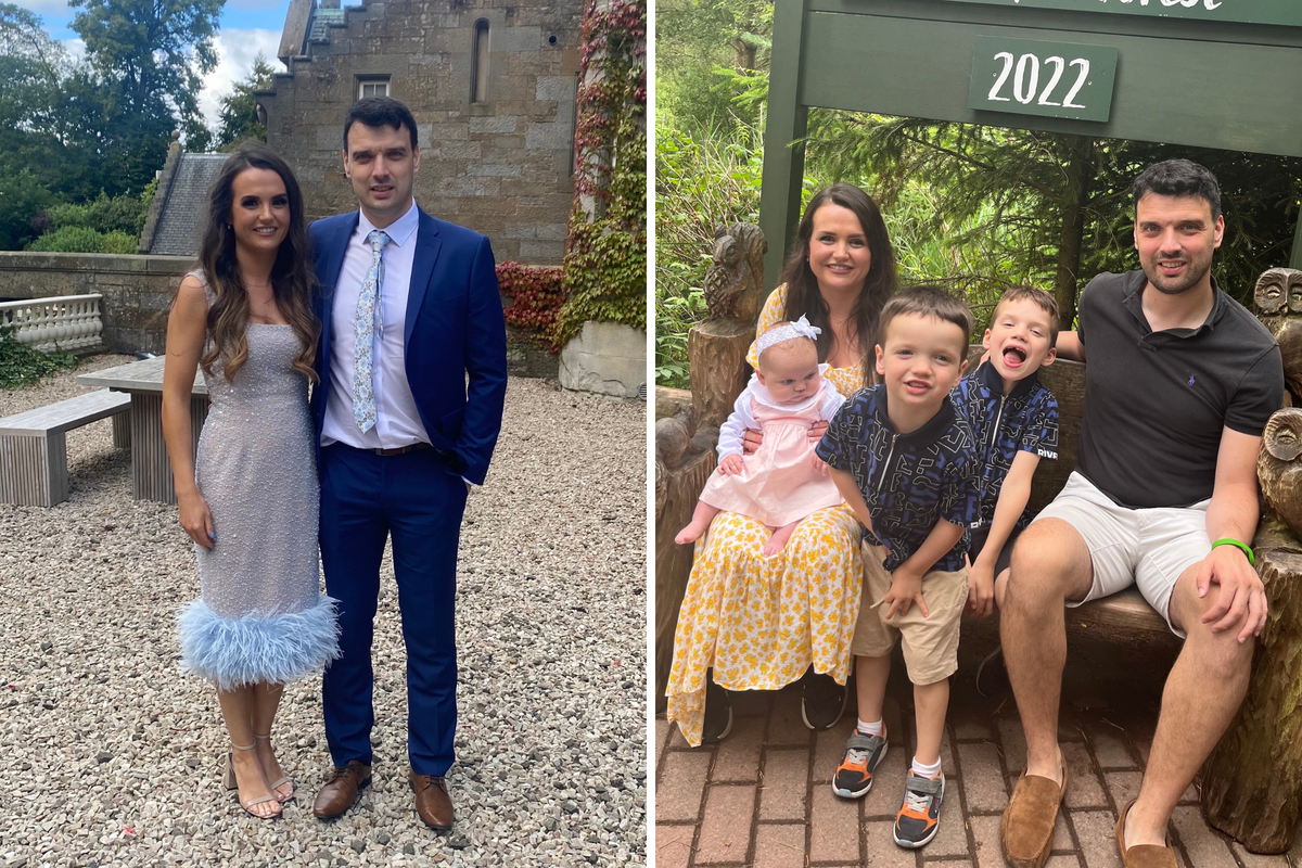  From left: Lisa Marshall with Alan, and pictured with their three children in 2022. 