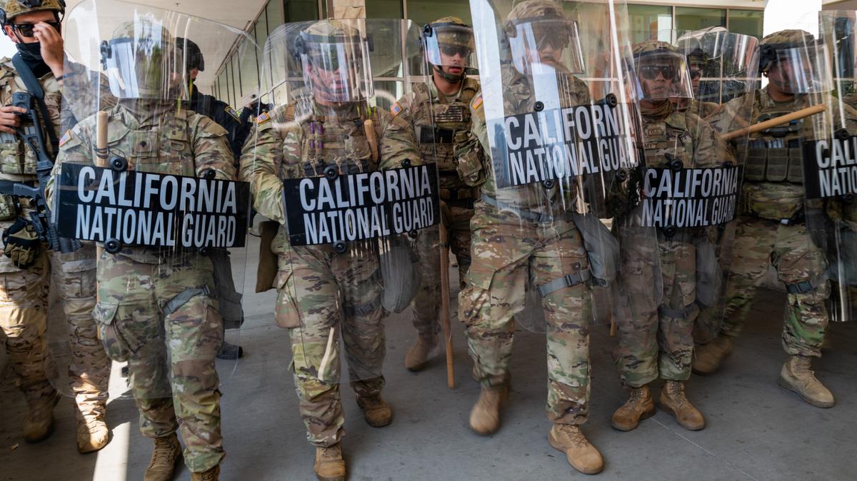 National Guard. California National Guard soldiers pictured during a demonstration in Los Angeles on June 09, 2025.
