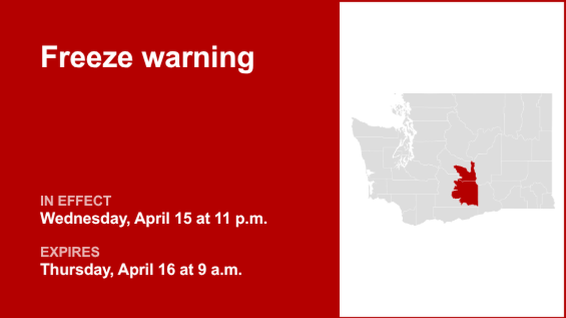 Kittitas Valley and Yakima Valley under a freeze warning until Thursday morning 