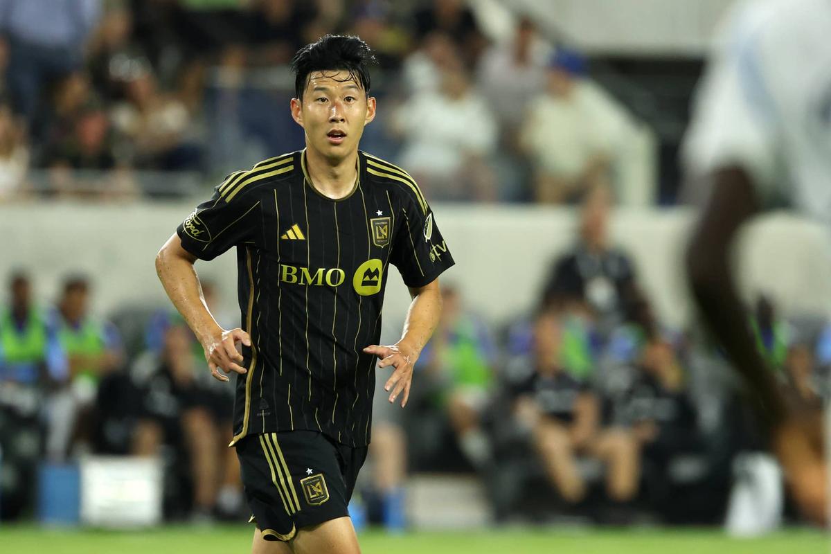  LAFC forward Son Heung-Min looks on during the first half against San Diego FC at BMO Stadium. Kiyoshi Mio-Imagn Images