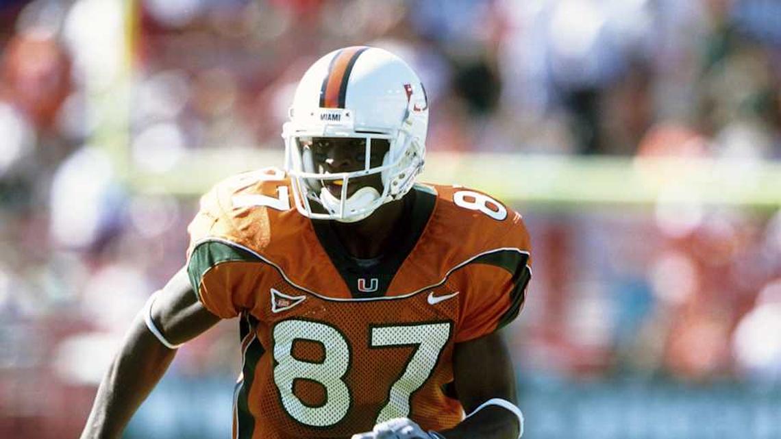  Oct 7, 2000; Miami, FL, USA; FILE PHOTO; Miami Hurricanes wide receiver Reggie Wayne (87) in action during the game against the Florida State Seminoles at Sun Life Stadium. Mandatory Credit: Imagn Images | Imagn Images 