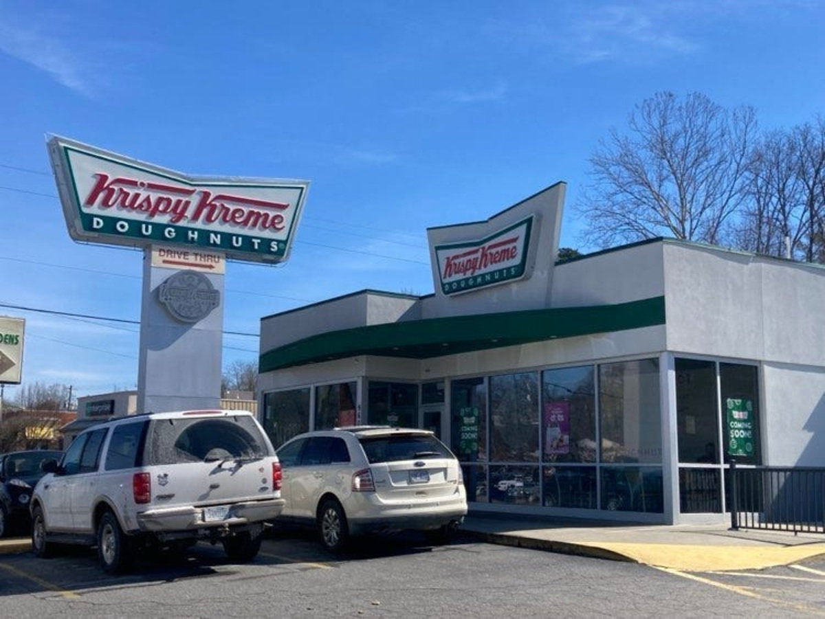 Krispy Kreme at 960 Patton Ave. in West Asheville on Feb. 17, ahead of reopening the week of Feb. 24.