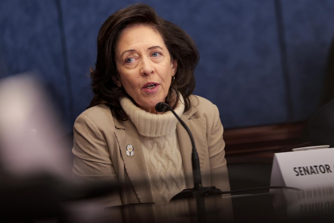  Senator Maria Cantwell speaks during a roundtable discussion at the U.S. Capitol on February 26, 2026. 