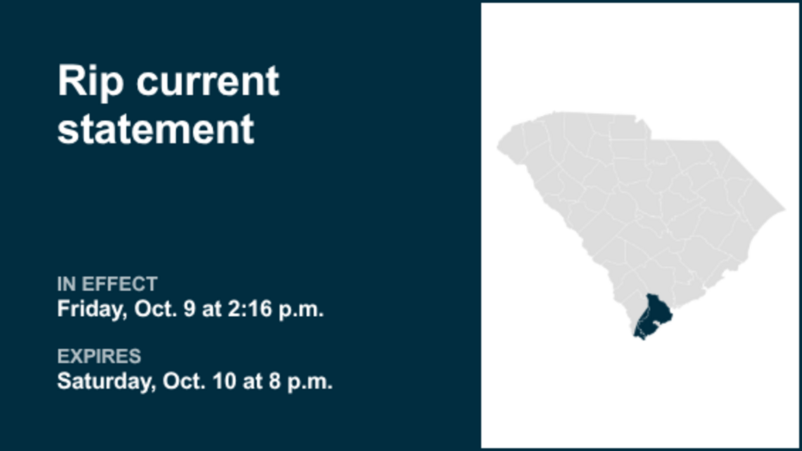 Rip current statement active for Coastal Jasper and Beaufort County until Saturday evening 